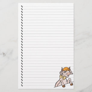 Cute Funny Cartoon Cow Lined Pet Stationery
