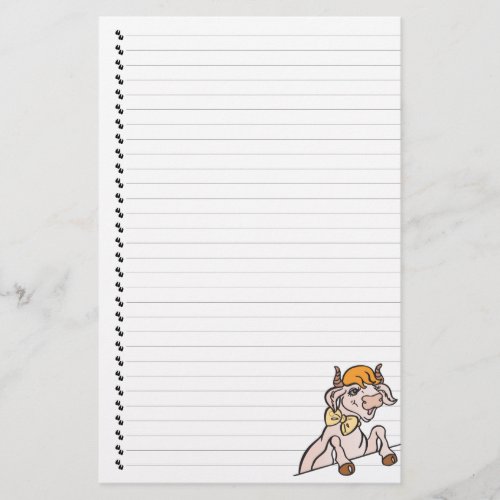 Cute Funny Cartoon Cow Lined Pet Stationery
