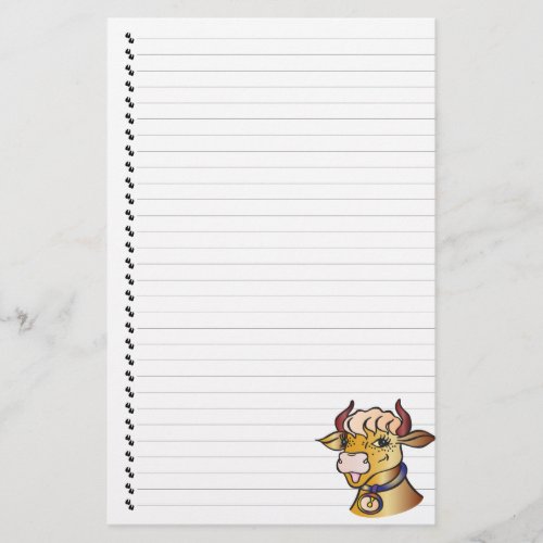 Cute Funny Cartoon Cow Lined Pet Stationery