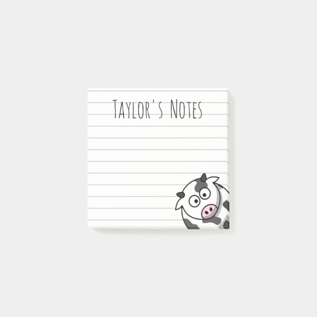 Cute Funny Cartoon Cow Notes (Front)
