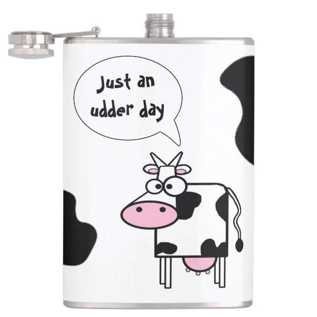 Cute Funny Cartoon Cow Udder Day Flask (Opened)