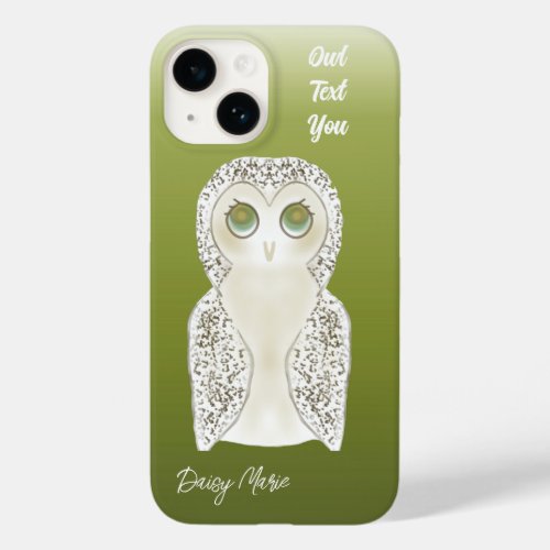 Cute Funny Cartoon Owl Call You Monogram Case_Mate iPhone 14 Case