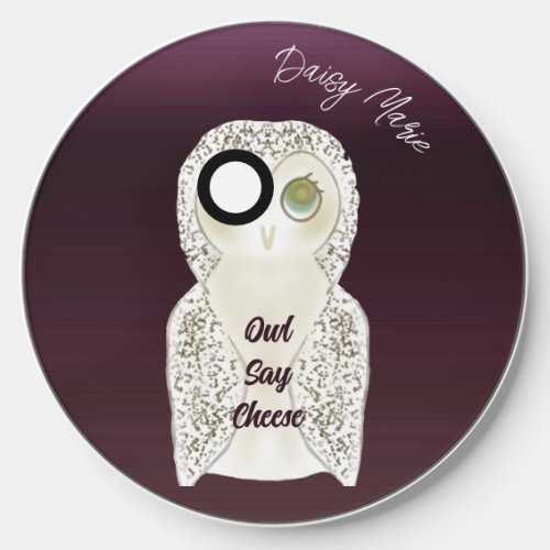 Cute Funny Cartoon Owl Call You Monogram Wireless Charger