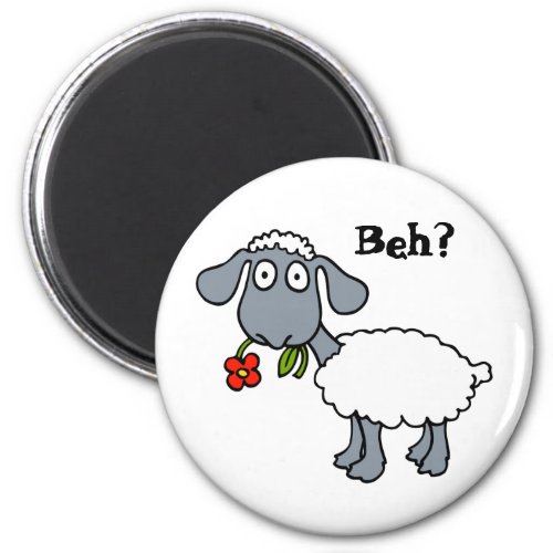 Cute Funny Cartoon Sheep Red Flower Customizable Magnet