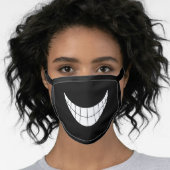 Cute Funny cartoon smile mouth white teeth Black Face Mask (Worn Her)