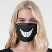 Cute Funny cartoon smile mouth white teeth Black Face Mask (Worn Her)
