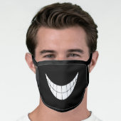 Cute Funny cartoon smile mouth white teeth Black Face Mask (Worn Him)