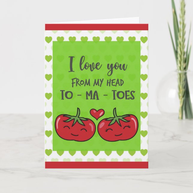 Cute Funny Cartoon Tomatoes I Love You Card (Front)