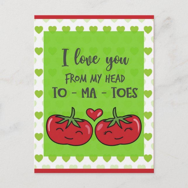 Cute Funny Cartoon Tomatoes I Love You Postcard (Front)