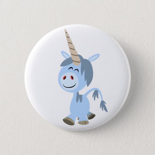 Cute Funny Cartoon Unicorn  Button Badge