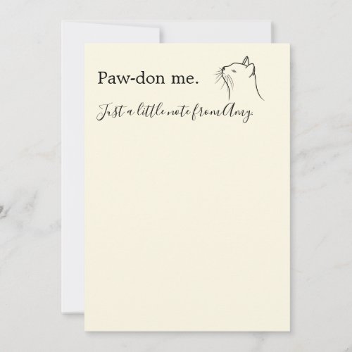 Cute funny cat asking Pardon me yellow Note Card