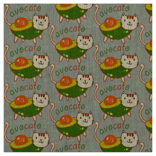 Cute funny cat avocado Avocato Fabric