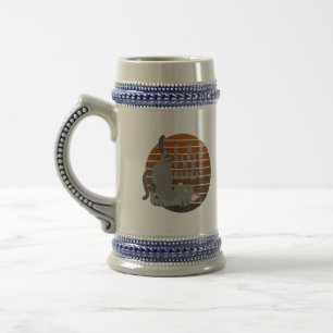 Cute funny cat doing yoga. funny yoga design beer stein
