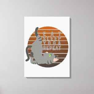 Cute funny cat doing yoga. funny yoga design canvas print
