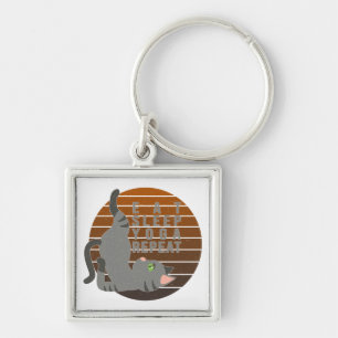 Cute funny cat doing yoga. funny yoga design keychain