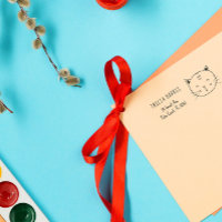 Cute Funny Cat Doodle Kids Custom Name & Address