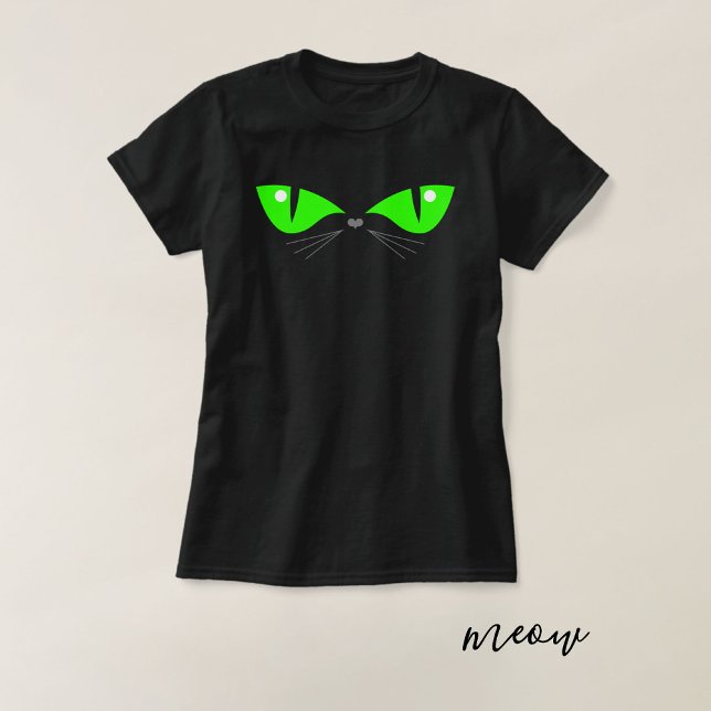Cute Funny Cat Green Eyes Cat Lover Gift T-Shirt (Creator Uploaded)
