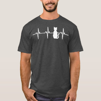 Cute Funny Cat Heartbeat Silhouette Design for Cat T-Shirt