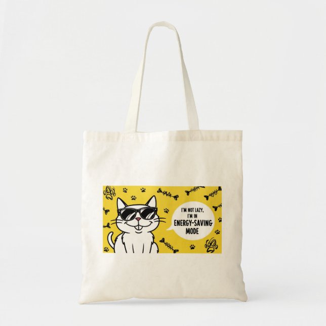 Cute funny cat joke sunglasses shopping tote bag  (Front)