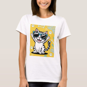 Cute funny cat joke sunglasses  T-Shirt