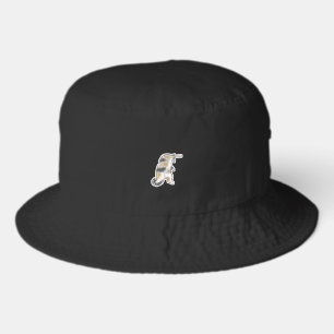 Cute Funny Cat Leg Up Grooming Hand Drawn Art Bucket Hat