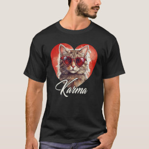 Cute Funny Cat Lover Heart Shape Karma T-Shirt
