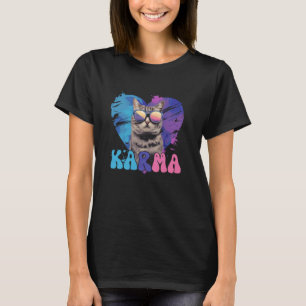 Cute Funny Cat Lover Heart Shape Karma Vapor Wave T-Shirt