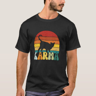 Cute Funny Cat Lover Sunset Shape Retro Cat Karma T-Shirt