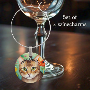 Cute Funny Cat Lovers Wine Charms