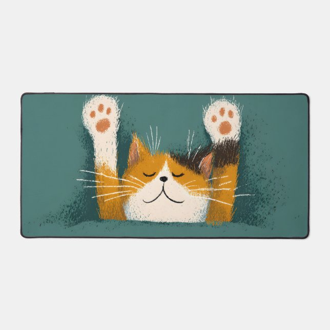Cute Funny Cat Nap Desk Mat (Front)