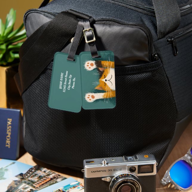 Cute Funny Cat Nap Luggage Tag (Front & Back)