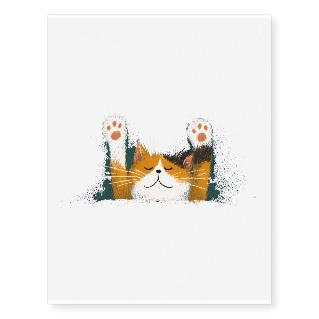 Cute Funny Cat Nap Temporary Tattoos (Front)