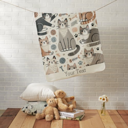 Cute Funny Cat Parade Your Text Baby Blanket