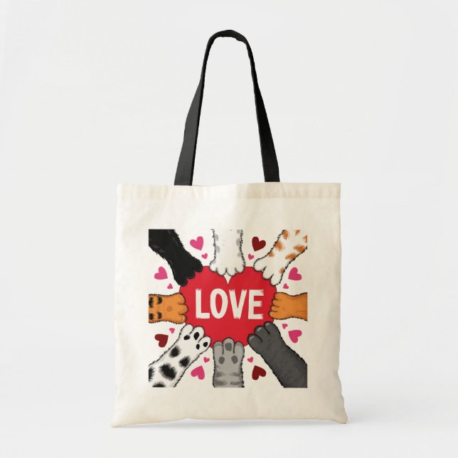 Cute Funny Cat Paw Tote Bag (Front)