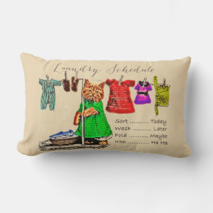 Cute Funny Cat Pet Animal Laundry Schedule Lumbar Pillow