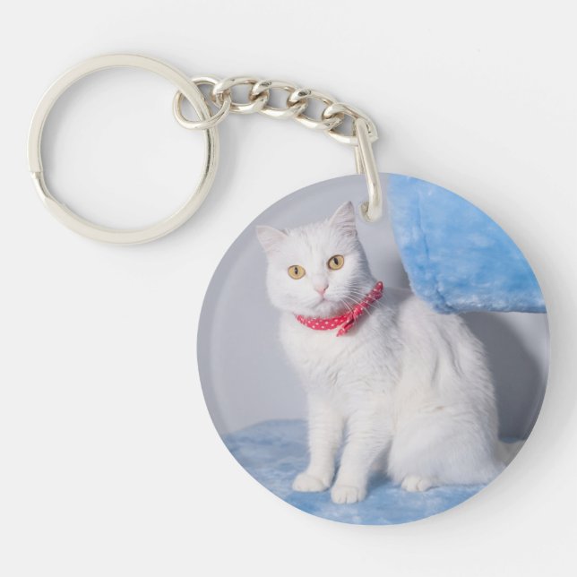 Cute Funny cat Photo Keychain (Front)