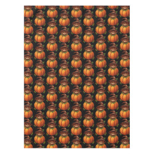 CUTE FUNNY CAT PUMPKIN TABLECLOTH