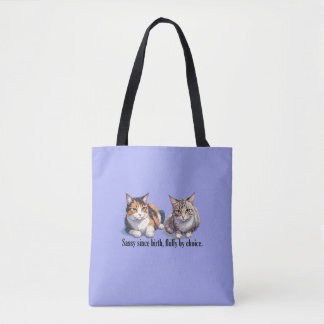 Cute Funny Cat Theme Light Blue Tote