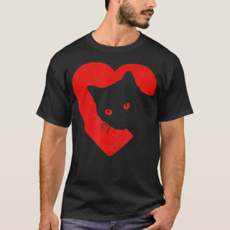 Cute Funny Cat Valentines Heart Graphic T-Shirt