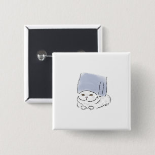 Cute Funny Cat with Towel Wrap and Earring Hand Dr Button
