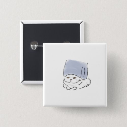 Cute Funny Cat with Towel Wrap and Earring Hand Dr Button