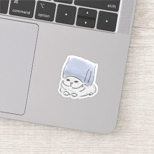 Cute Funny Cat with Towel Wrap and Earring Hand Dr Sticker