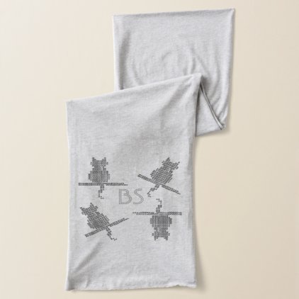 Cute Funny Cats Add Initials Scarf