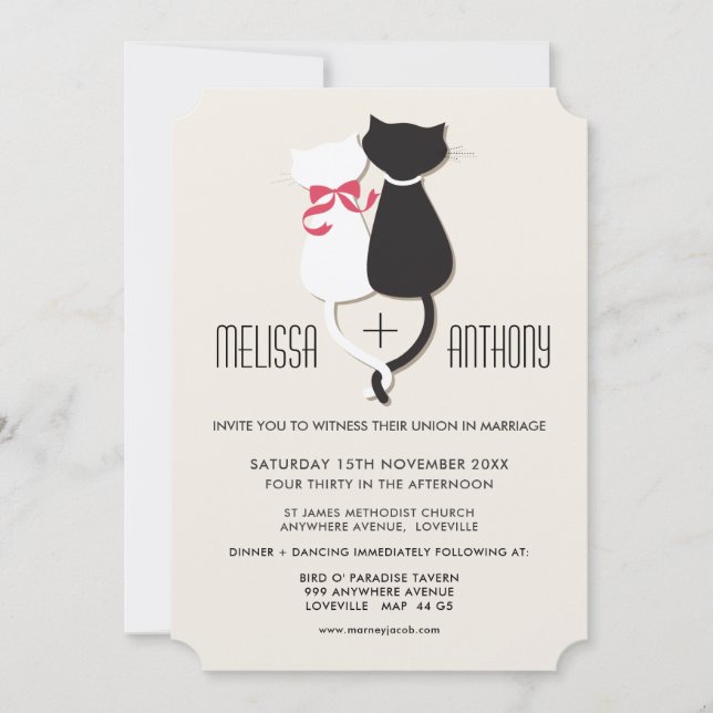 Cute Funny Cats Couple Wedding Invitation (Front)