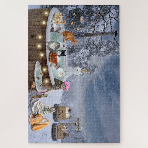 Cute  Funny Cats in Hot Tub Jigsaw Puzzle