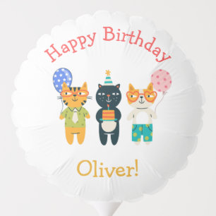 Cute Funny Cats Say Happy Birthday Party Balloons