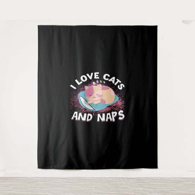 Cute funny Cats with Quote Cat-Lover Tapestry (Front)