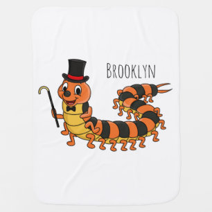 Cute funny centipede cartoon illustration  baby blanket