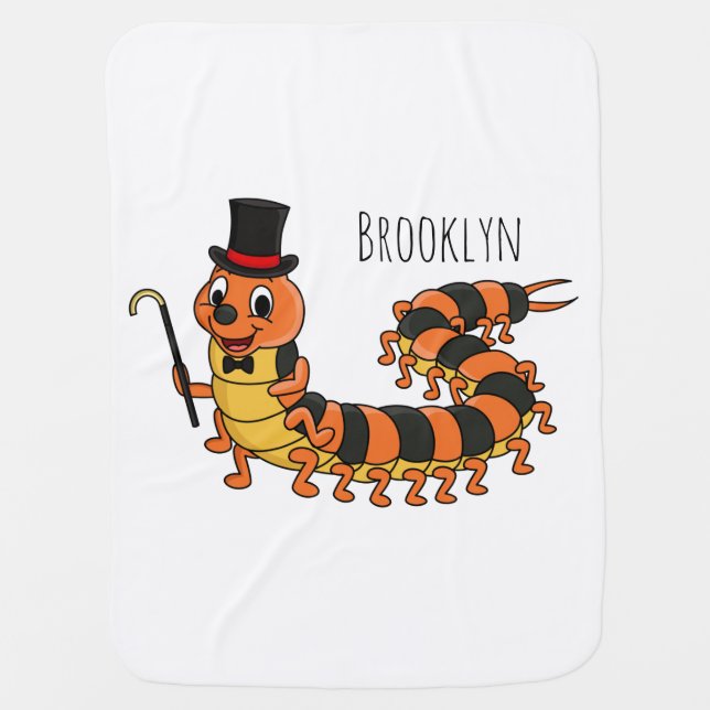 Cute funny centipede cartoon illustration  baby blanket (Front)