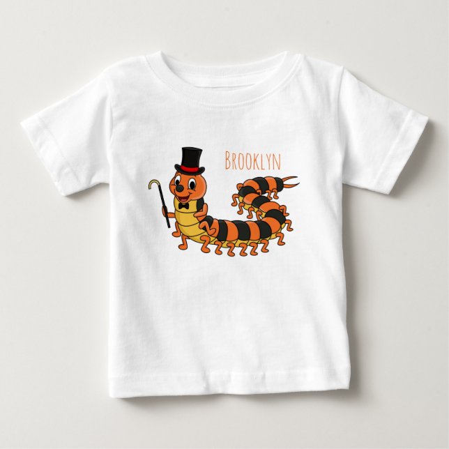 Cute funny centipede cartoon illustration baby T-Shirt (Front)
